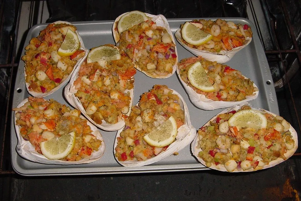 OTHER HOBBY IS COOKING - MY OWN RECIPE - SEAFOOD STUFFING - WITH SHRIMP - SCALLOPS & LOBSTER