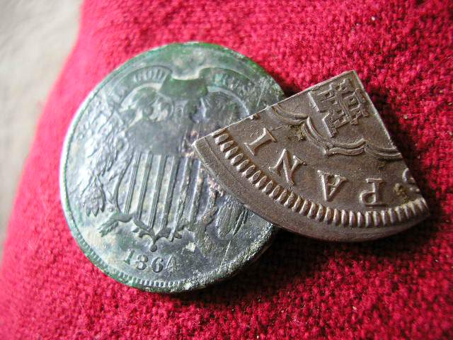 Phillip V Quarter 2-Reale Pistareen & 2-Cent - Found the same day at the Horse Farm, 2010