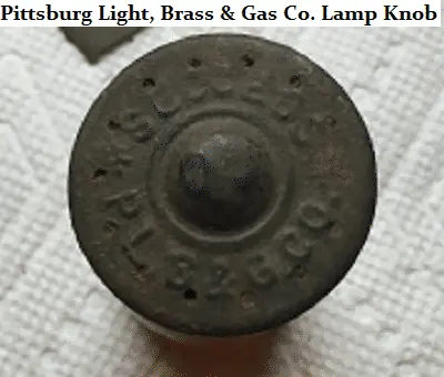 Pittsburgh Light, Brass and Gas Co. lamp knob (c. 1910-1930)