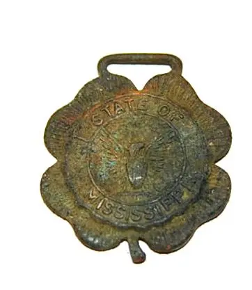 Pocket Watch Fob.  State of Mississippi with an eagle and breast plate.