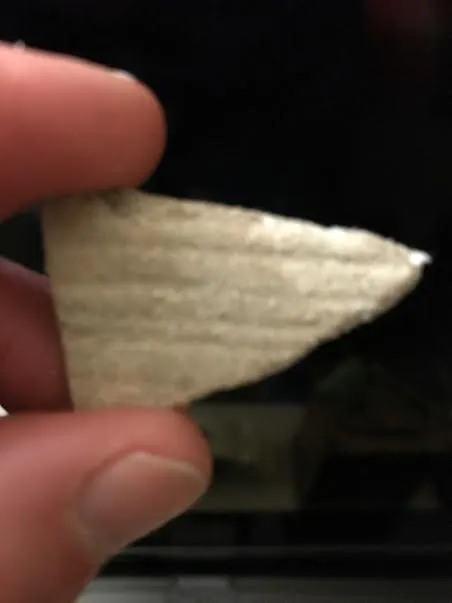 Pottery shard found on the Chagrin river in northeast Ohio.