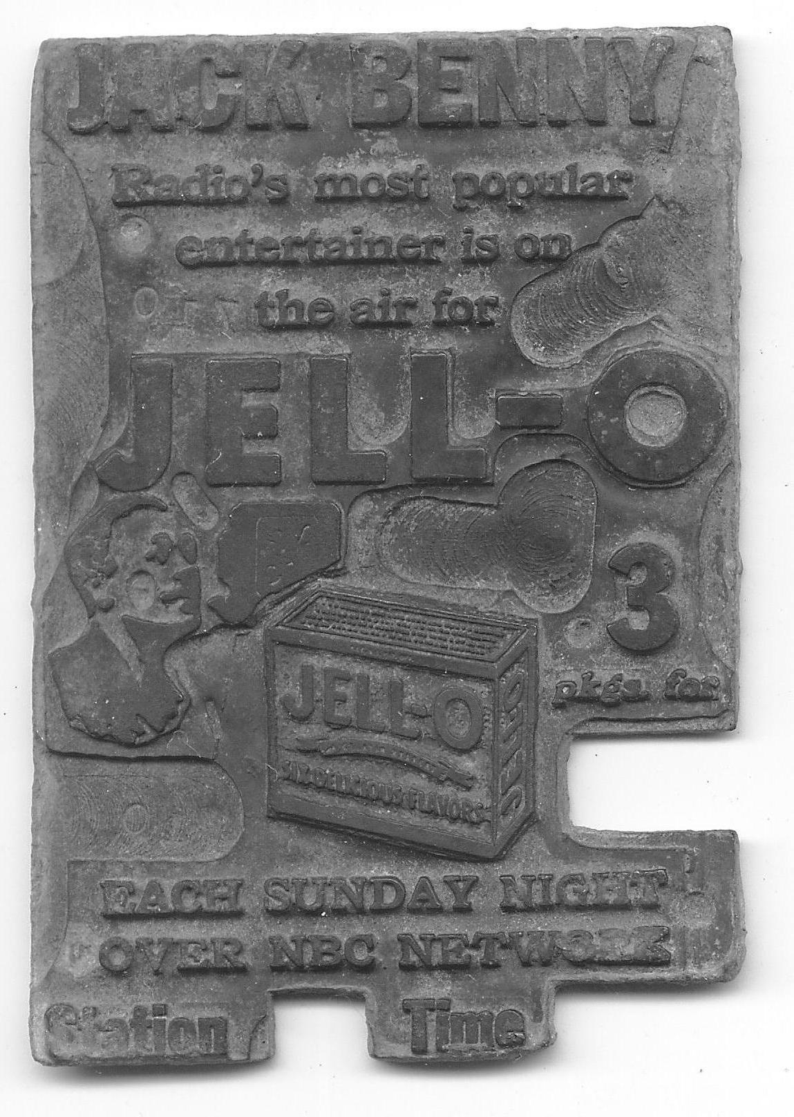 Print plate Jack Benny Jello