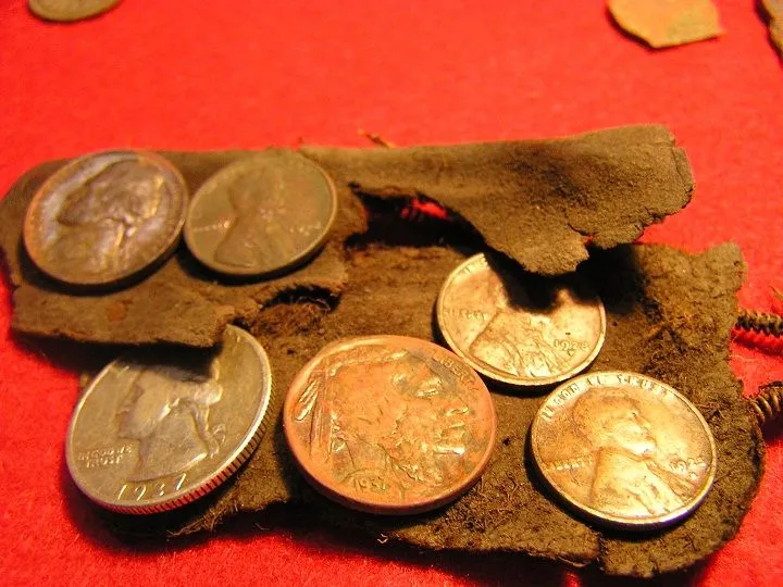 Purse with coins and coil