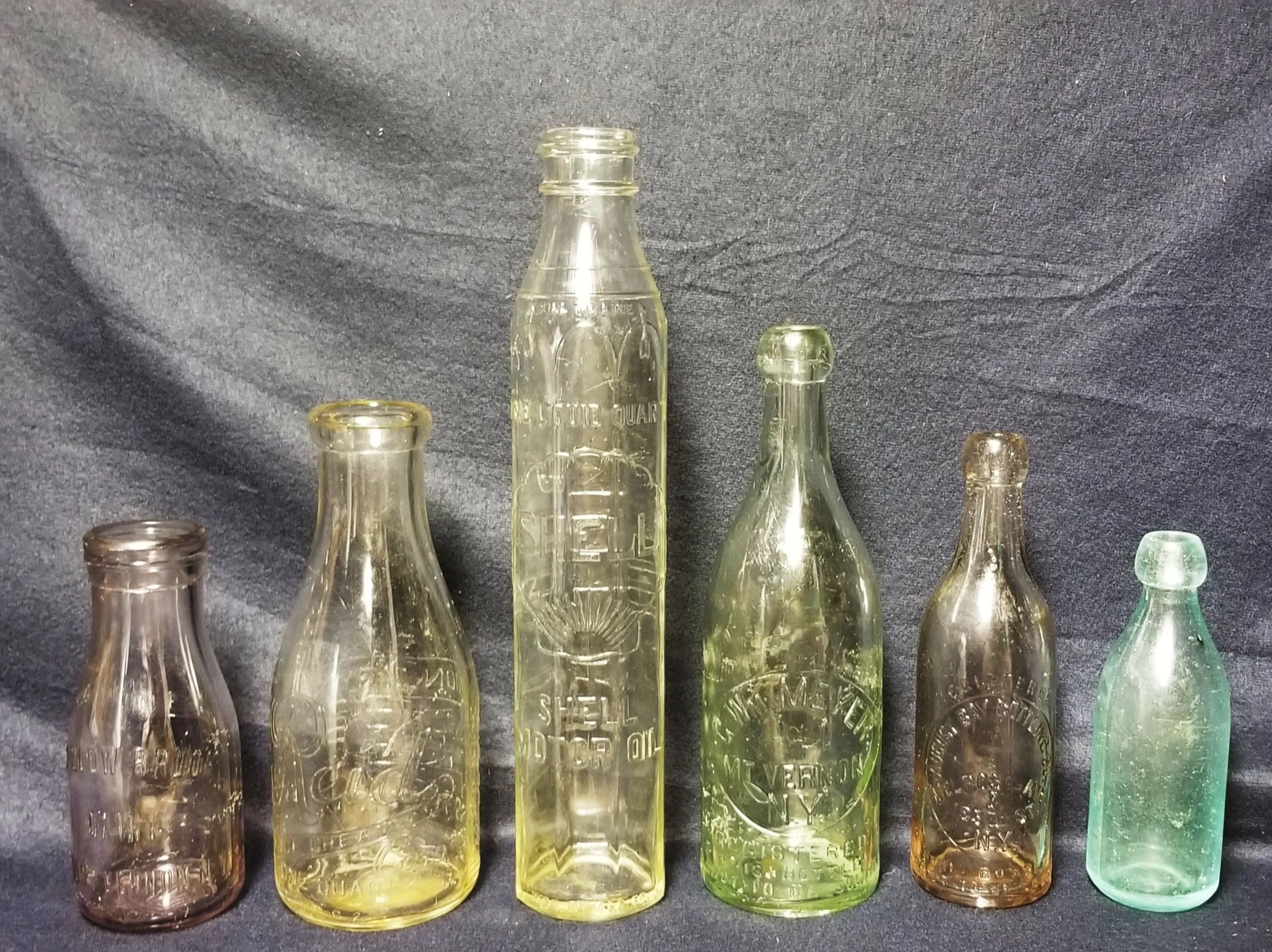 Rare Shell Motor Oil, Three 19th C. Blobs, & Two Milks.