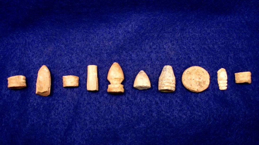 Rook Chess Piece and Other Carved Bullets - Civil War Campsite Finds:  Sept. 2011