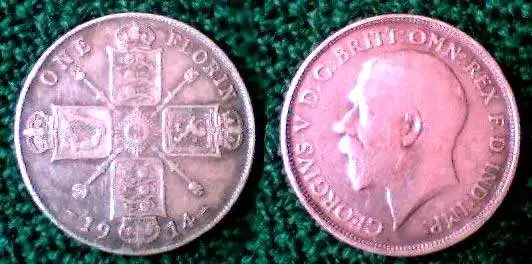 Silver Florin 1914 - My first silver find - a 1914 George V Florin