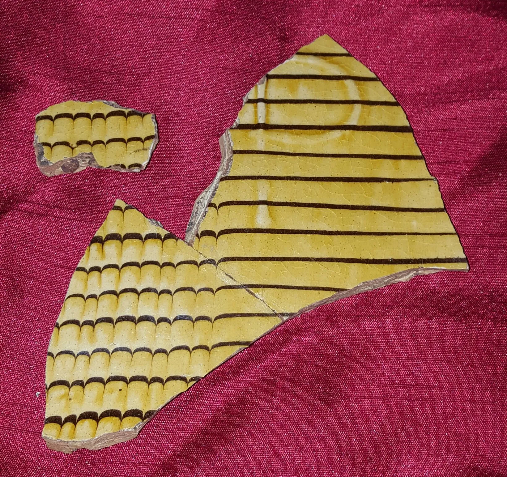 Staffordshire combed slipware shards