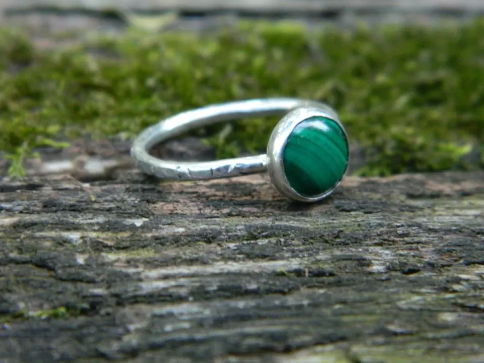 Sterling silver and malachite ring