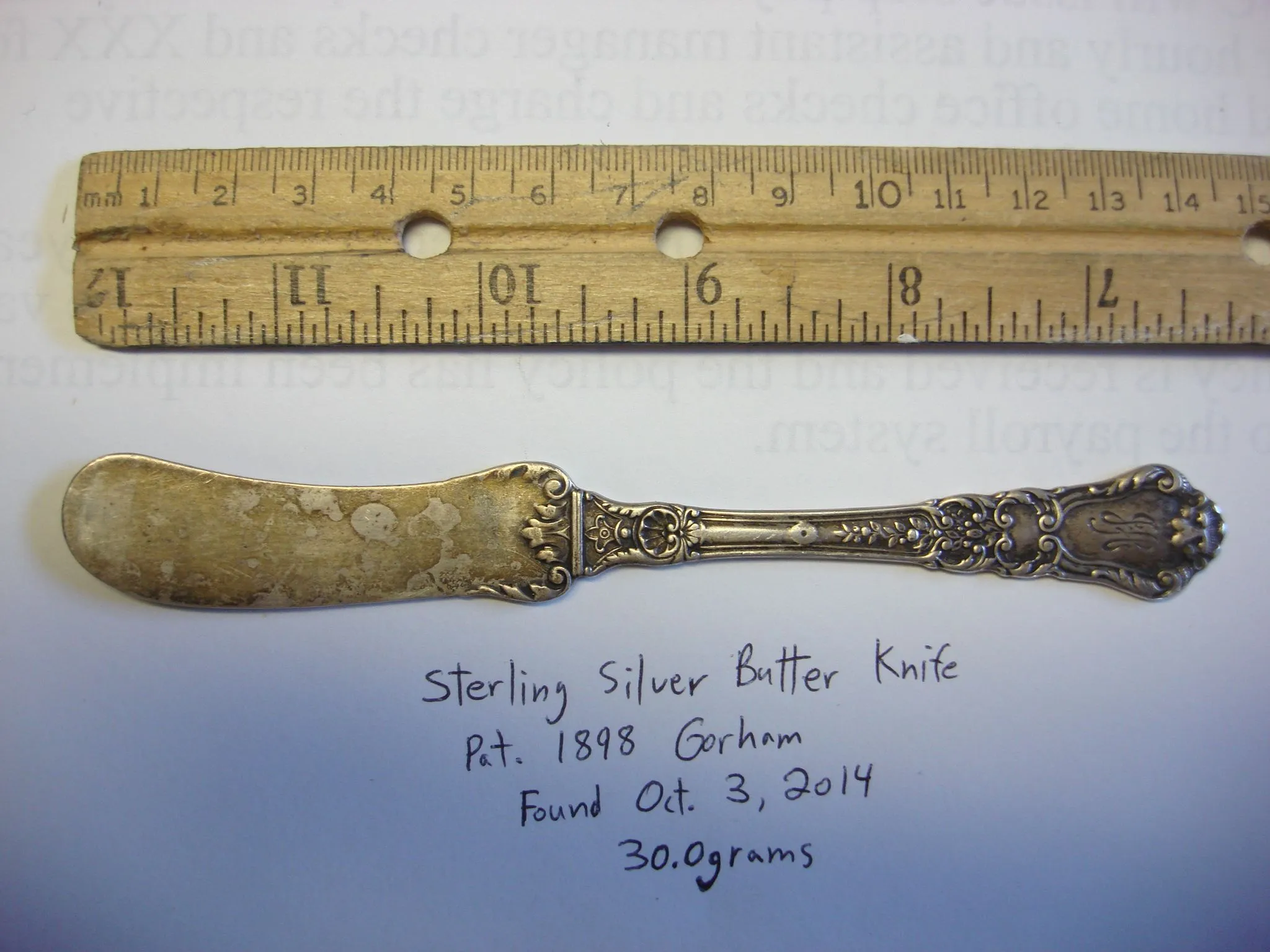 Sterling Silver Butter Knife 
Found Oct. 3rd