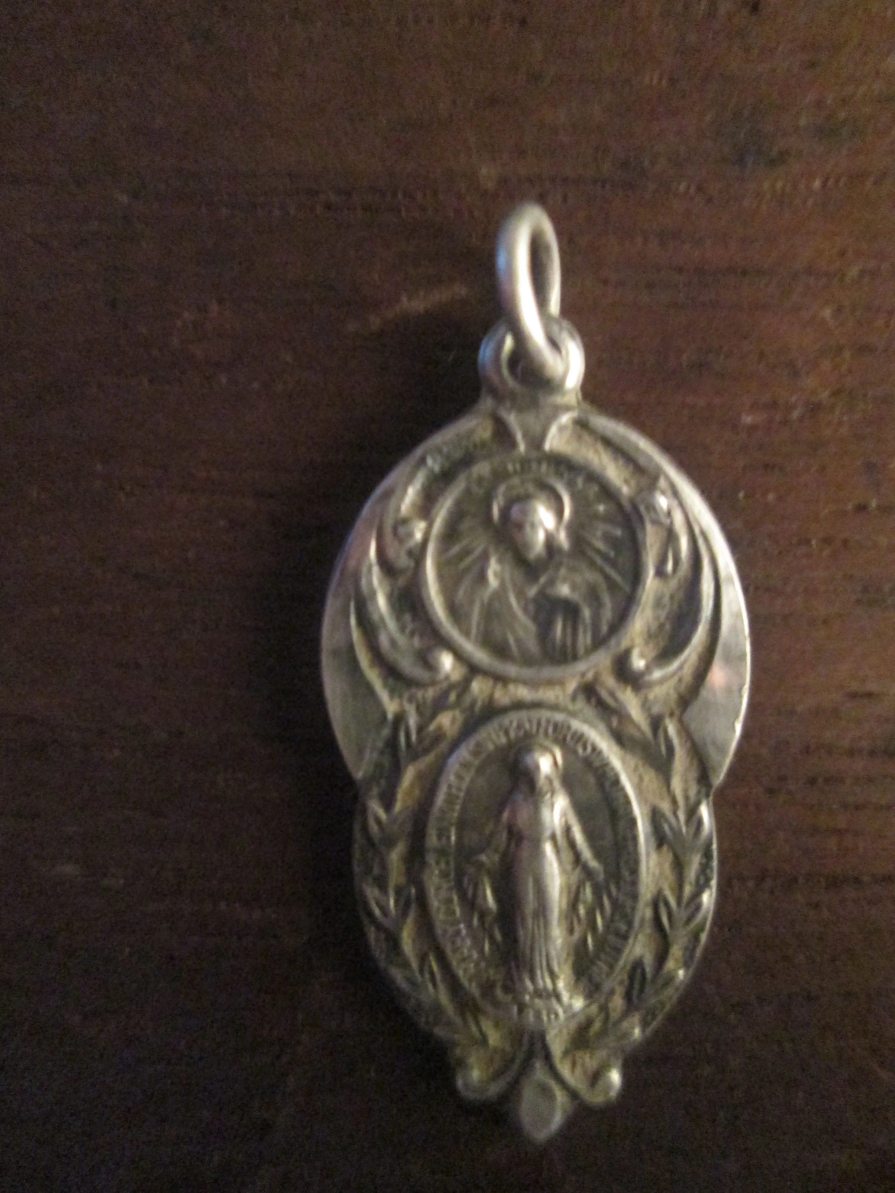 sterling silver mother mary pendant front