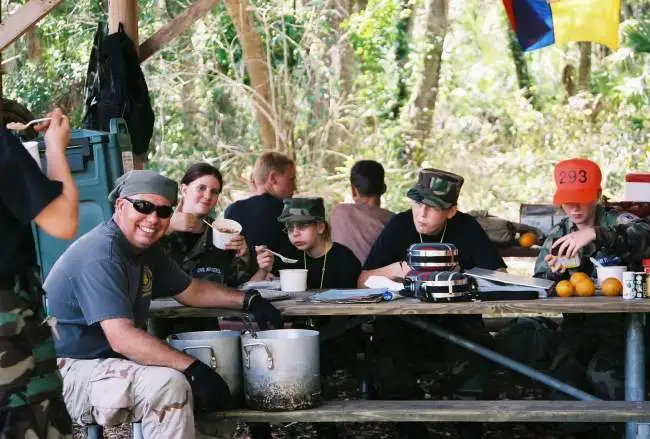 Survival Training - Wreckdiver feeding members of the Florida Civil Air Patrol some of his world famous Bambi (Venison), Chili during a three day basi