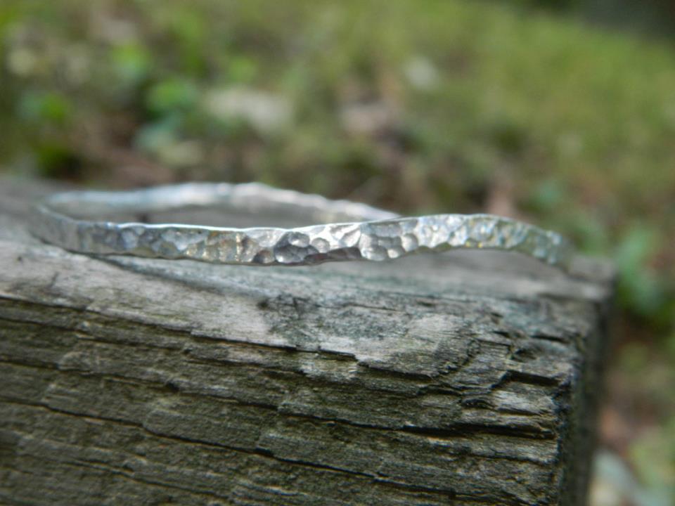 Texture sterling silver bangle