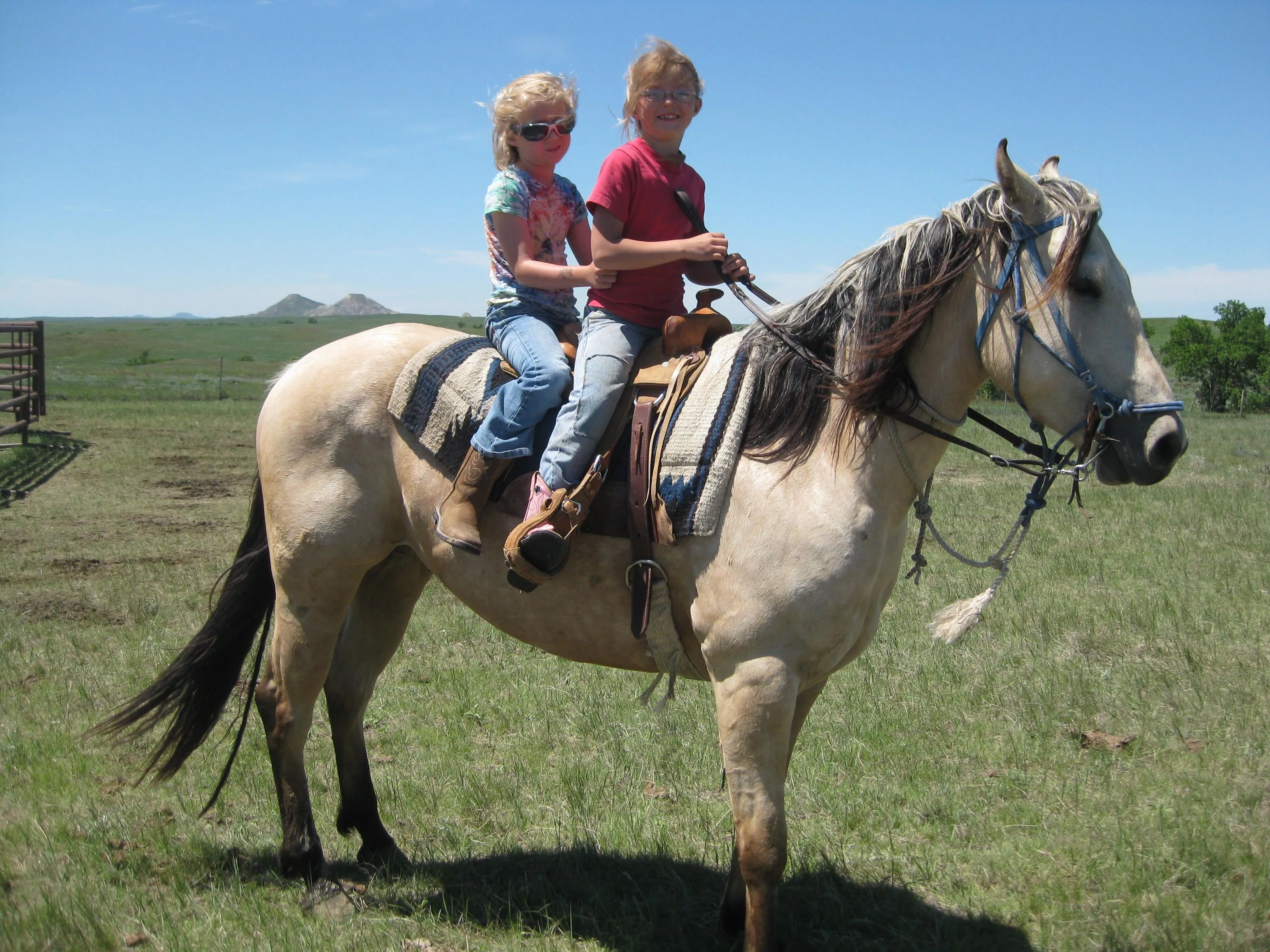 The girl on behind is from North Carolina. It is her first
time on a horse.