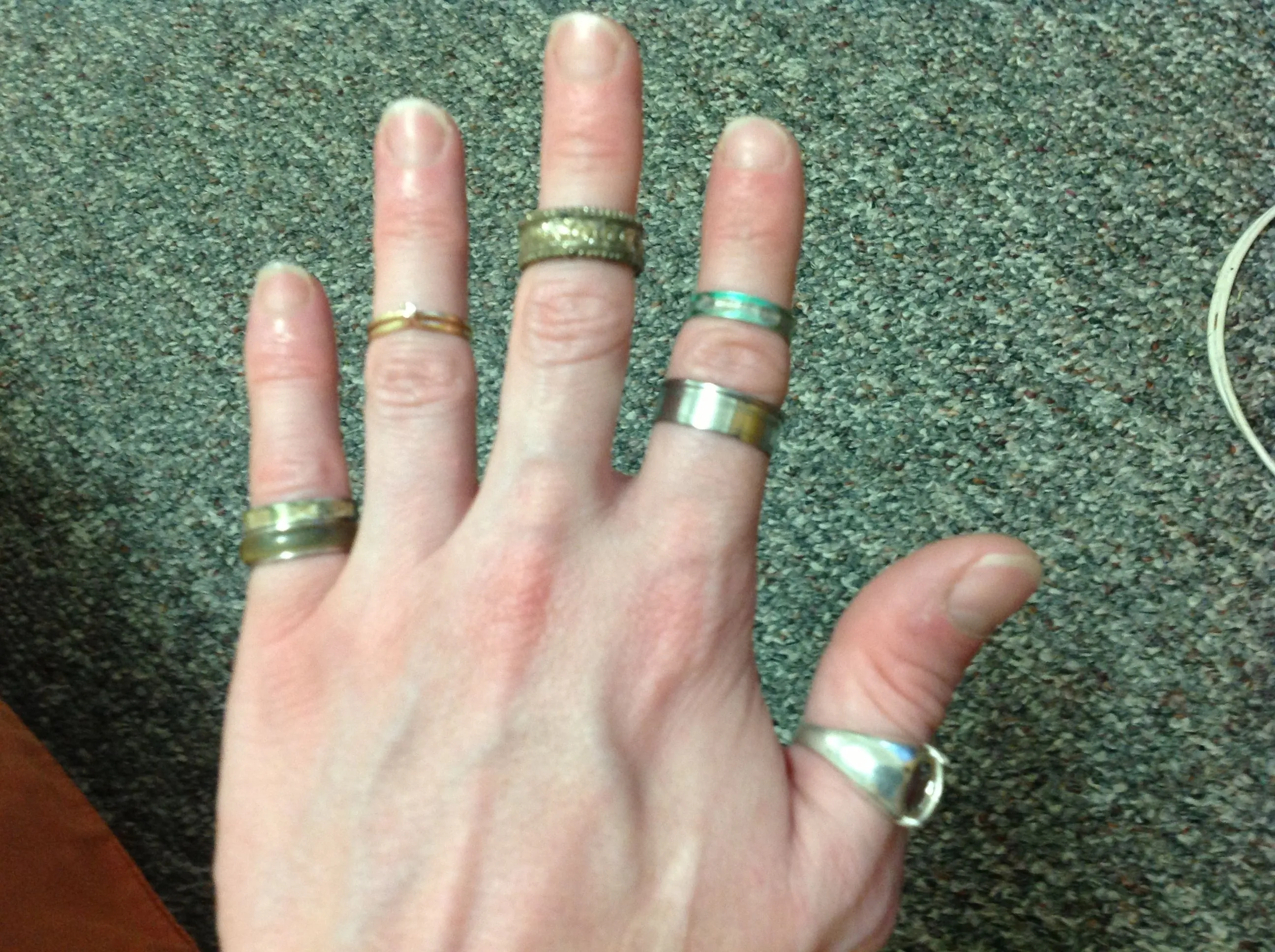 The rings I have dug since I started metal detecting in April