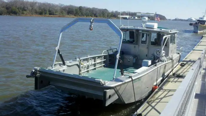 The Zulu Chief  - This is our 41ft. Munson equipped with Klein 3900 and VideoRay ROVs. Front A-frame capable of lifting about 5 tons