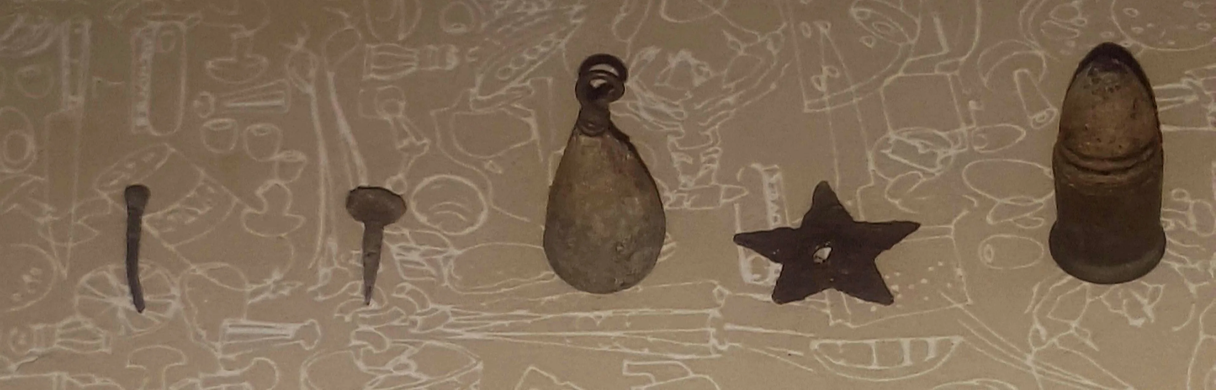 These are the items I have found thus far at an old prospectors cabin from the 1880's to 1890's There is a piece from a gold pendant as well no photo 