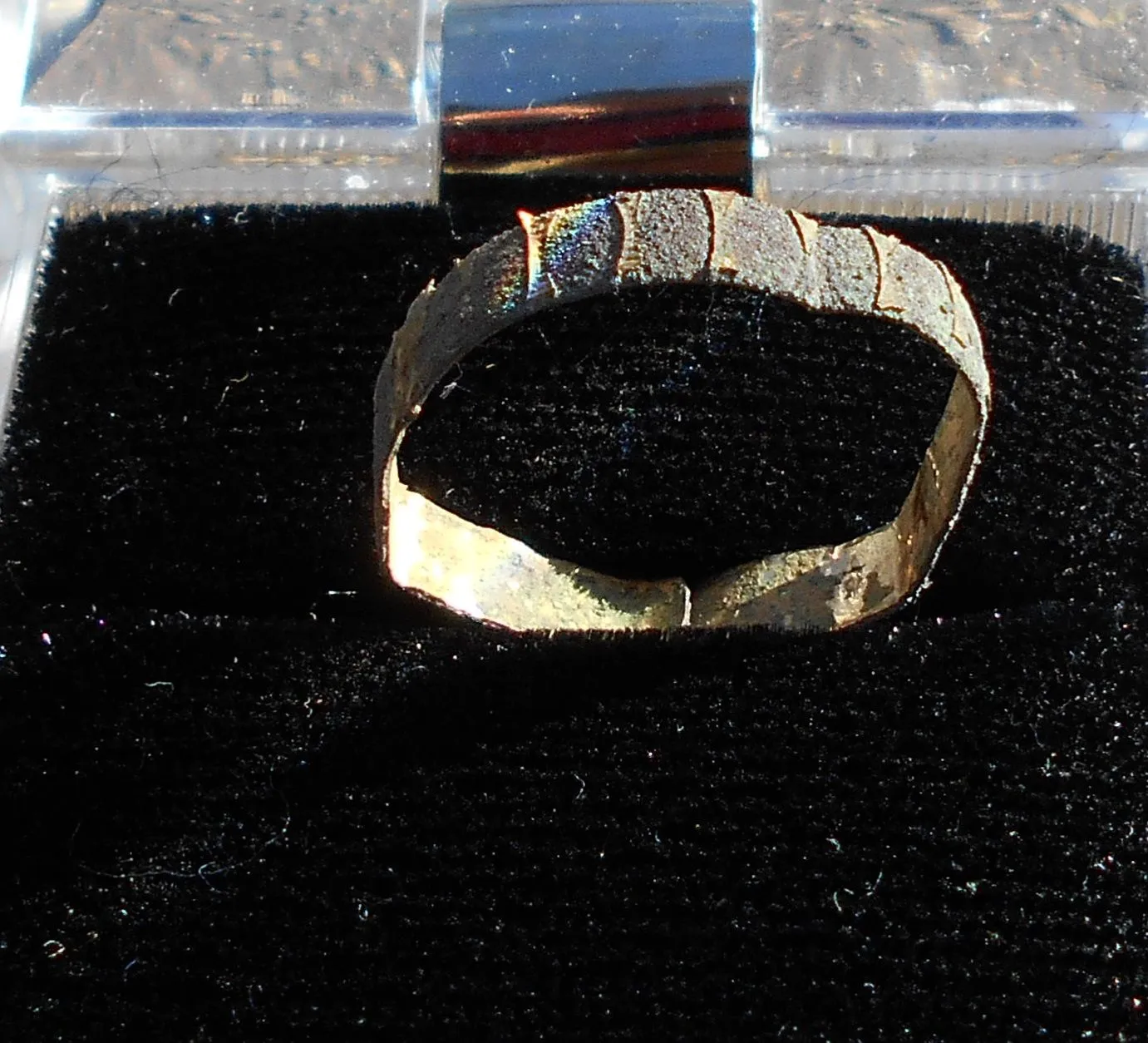 This bent & broken gold plated brass CW period ring was dug 9-18-14 in a U.S. camp. Likely, it was a keepsake that a Union Soldier brought from home t