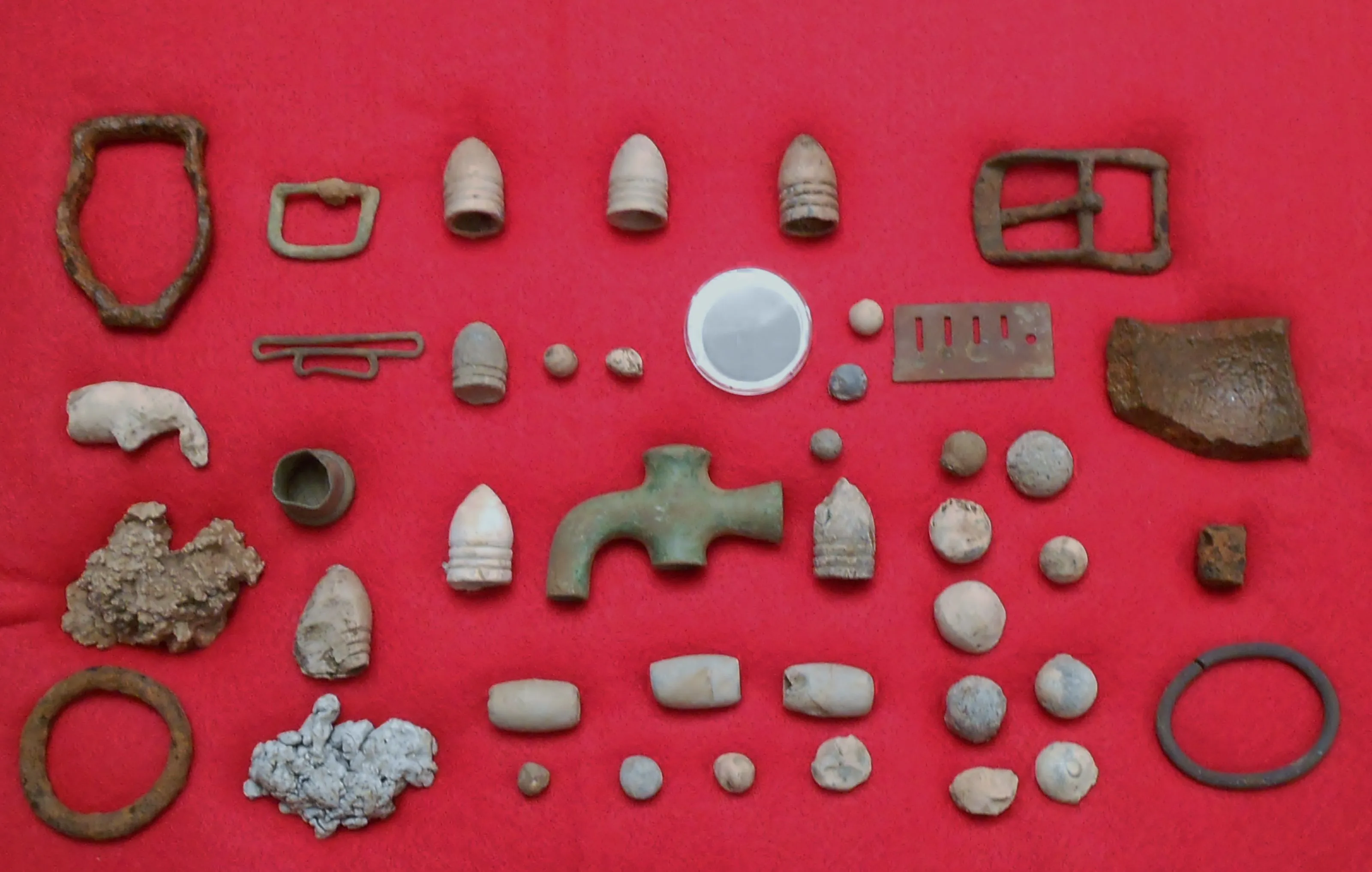 This box of relics came from an old Cumberland River ferry crossing. Union Soldiers guarded this ferry in late 1862 & 1863 fearing a Confederate attac