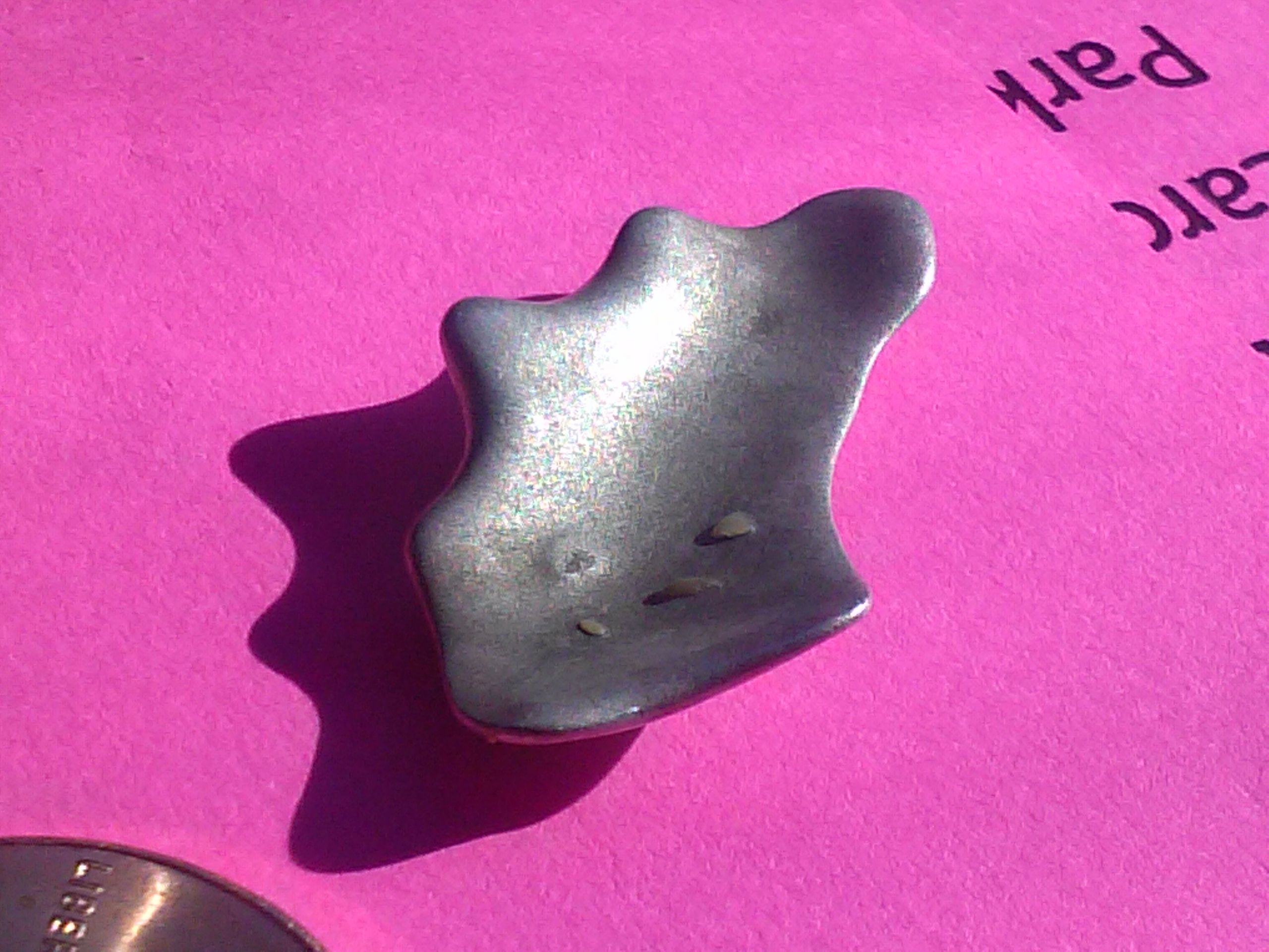 Titanium piece from the 1987 Challenger crash found 2 miles north of Sebastian Inlet State park in Florida I found this around early May of 2014 
Pict