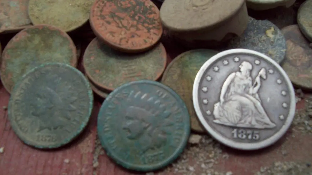 twenty cent piece and key IH's from 1800's school