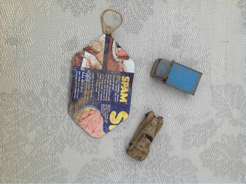 Two Matchbox cars and a can of Spam!